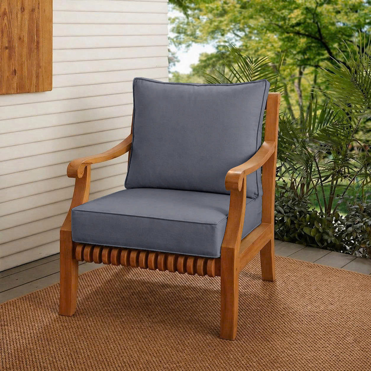 |COVER ONLY| Piped Trim Outdoor Deep Seat Cushion 23x24x6, Water Repellent, Patio Furniture Patio Cushion Slipcovers Replacement Seat Cushion Covers AD001