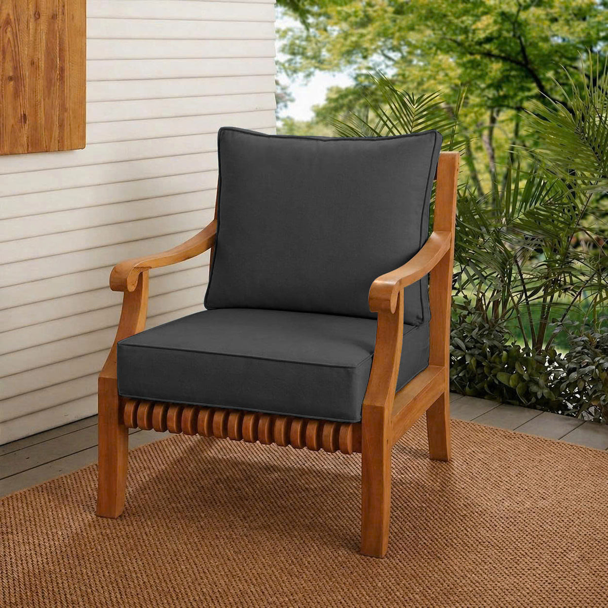 |COVER ONLY| Piped Trim Outdoor Deep Seat Cushion 24x26x6, Water Repellent, Patio Furniture Patio Cushion Slipcovers Replacement Seat Cushion Covers AD003
