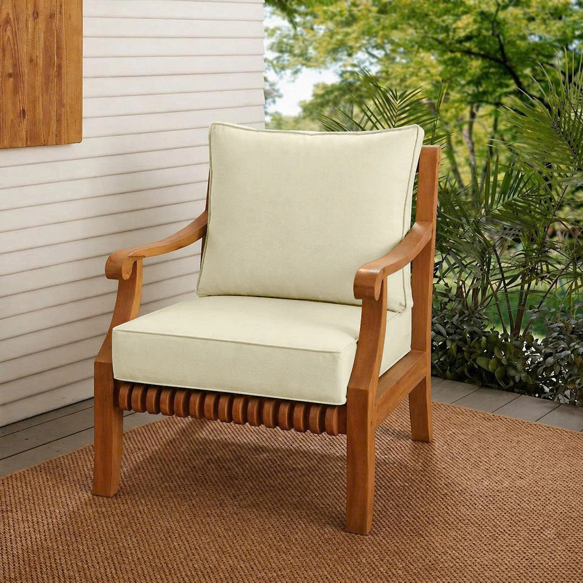|COVER ONLY| Piped Trim Outdoor Deep Seat Cushion 26x30x6, Water Repellent, Patio Furniture Patio Cushion Slipcovers Replacement Seat Cushion Covers AD005