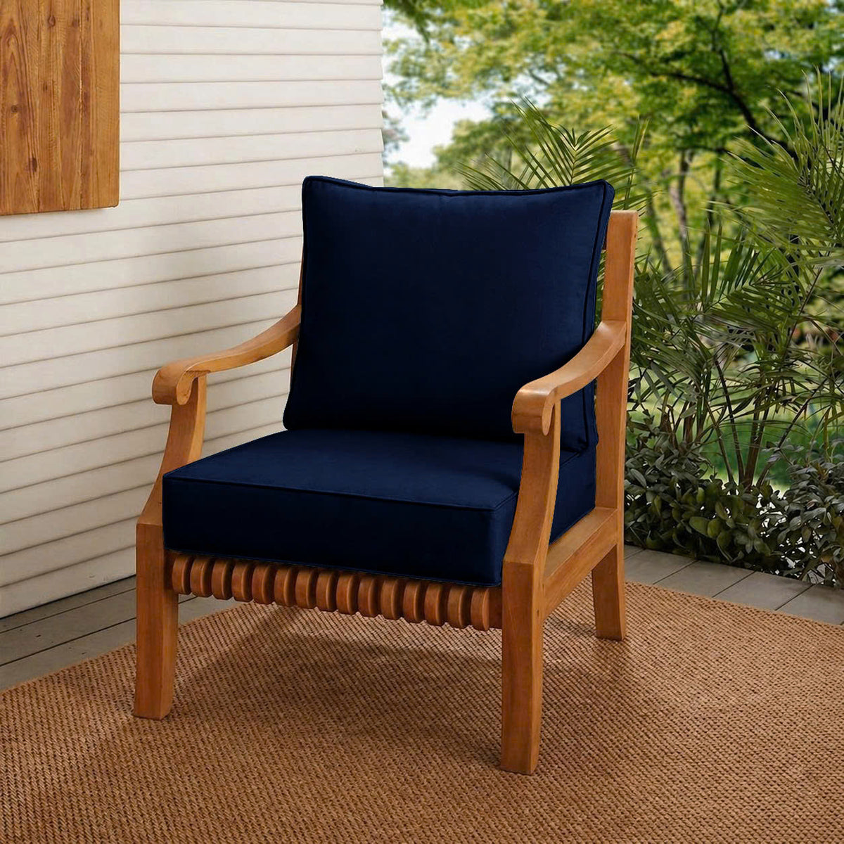 Piped Trim Small Size 23"x24"x6" Outdoor Deep Seat Cushion, Water Repellent, Patio Deep Seat Backrest Cushion Insert & Cover Set AD101