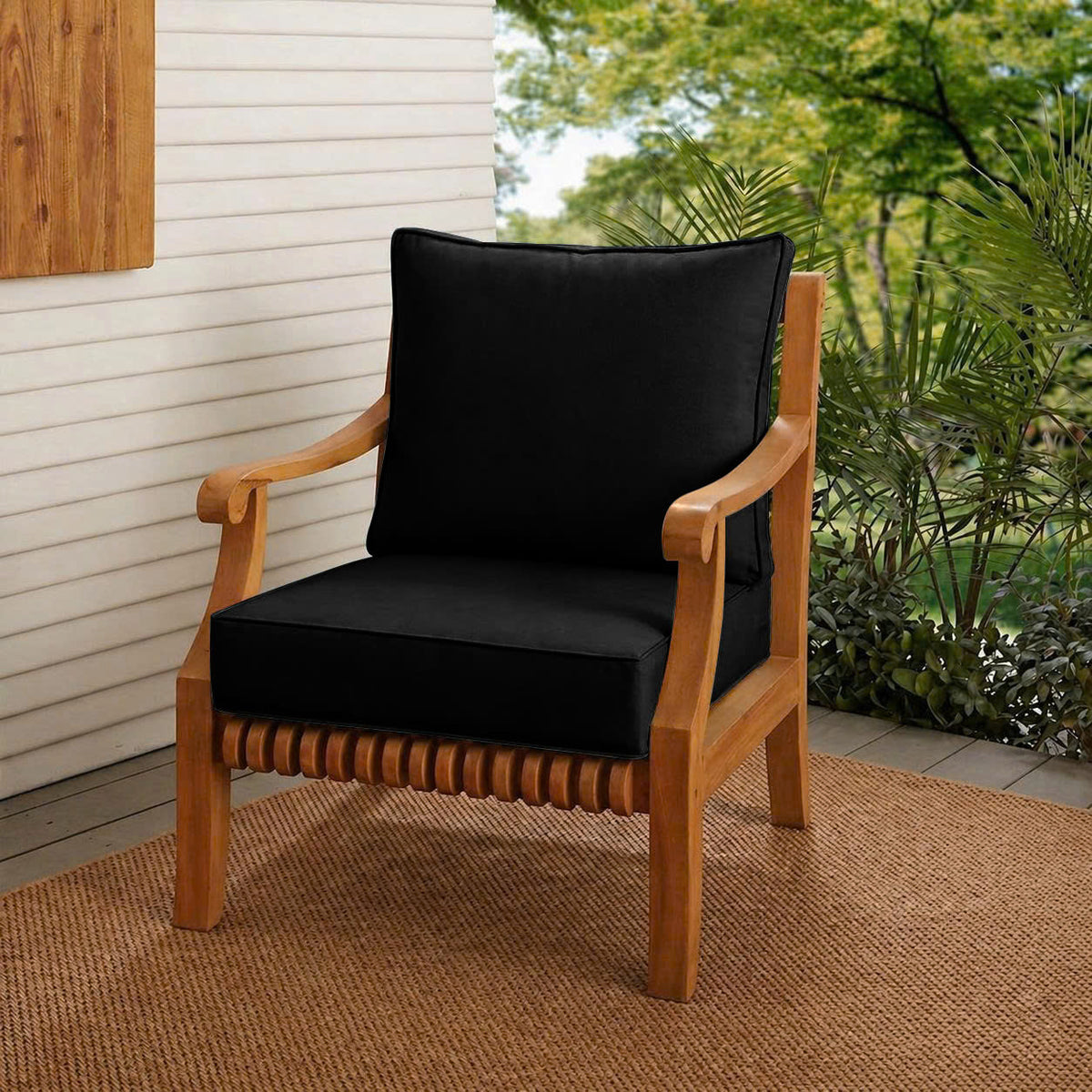 |COVER ONLY| Piped Trim Outdoor Deep Seat Cushion 26x30x6, Water Repellent, Patio Furniture Patio Cushion Slipcovers Replacement Seat Cushion Covers AD109