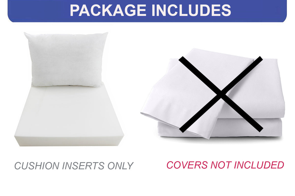 White deep seat cushion with matching back cushion insert for outdoor sofa