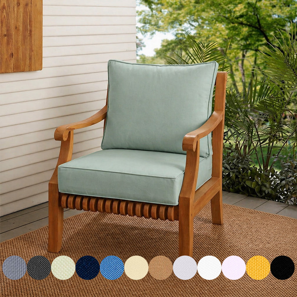 Large Size 26"x30"x6" Outdoor Deep Seat Cushion, Water Repellent, Patio Deep Seat Backrest Cushion Insert & Cover Set
