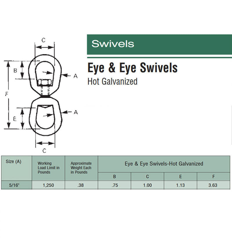 Galvanized EYE EYE Boat Marine Mooring Swivels _ Various Size