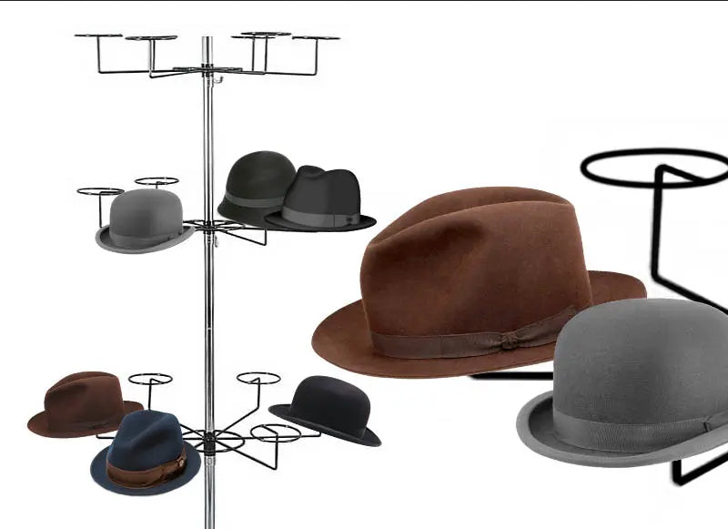 10 Layers Revolving Hat Floor Rack Hanger Retail Store Display Clothes Hang-WHT