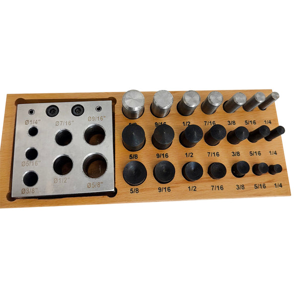21-Piece Disc Cutter Doming Set Flat Concave Convex Tops 1/4" (0.6 cm) to 5/8" (1.6 cm)