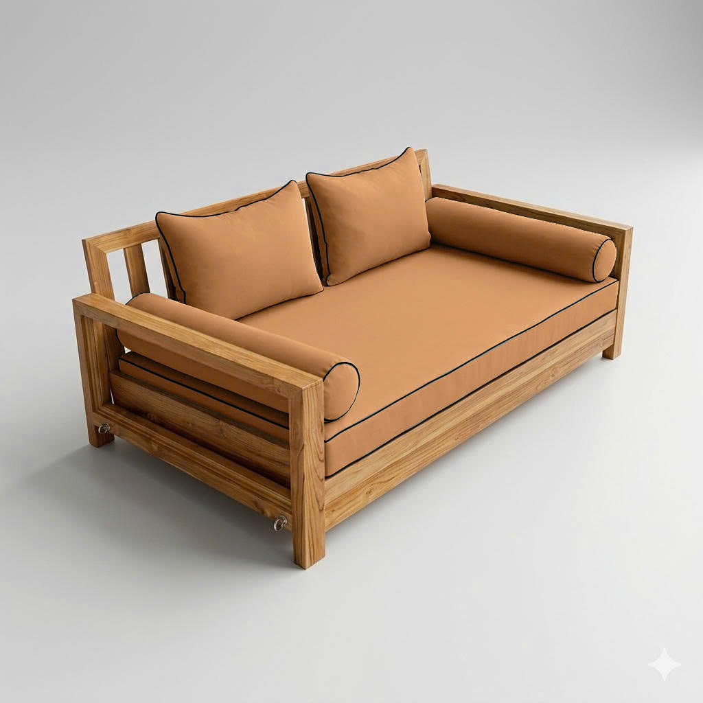 STYLE 4 - Mattress & Pillow Bolster Cushion for Outdoor Indoor Daybed Porch Swing Bed Contrast Trim Crib Size AD104 | COVERS ONLY |