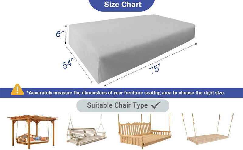 Full Size 75x54x6 Outdoor Foam Daybed Mattress High Density 1.8 PCF Medium Firm For Patio Daybed Porch Swing Bed