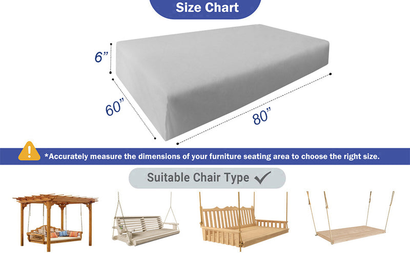 Queen Size 80x60x6 Outdoor Foam Daybed Mattress High Density 1.8 PCF Medium Firm For Patio Daybed Porch Swing Bed