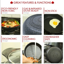 3 Pc Marble Coating Frying Pan Set Non-Stick Cookware 20cm 24cm 28cm