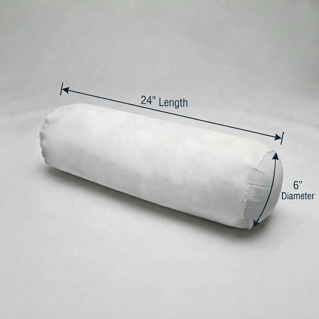 Outdoor Round Long Bolster Pillow Insert, Polyester FiberFill Replacement Cushion for Porch Swing, Couch, Sofa, Patio, and Bench
