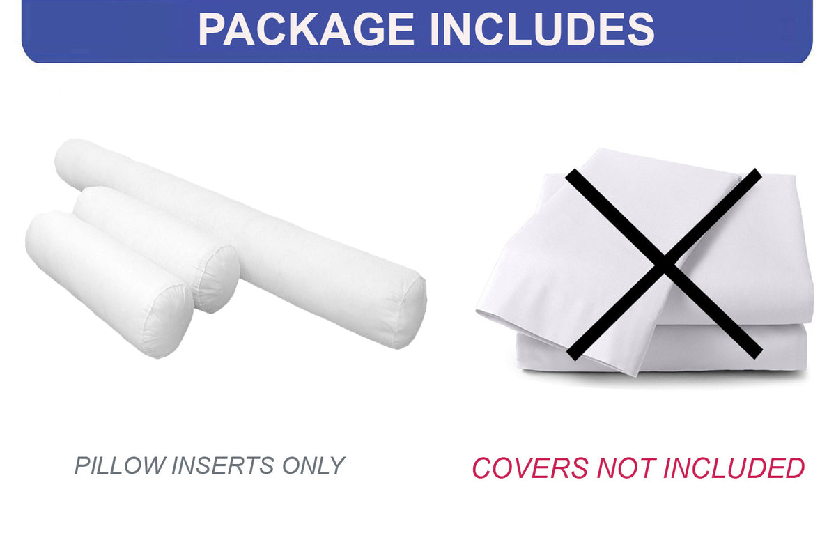 Set of two round bolster pillow inserts, white — insert only