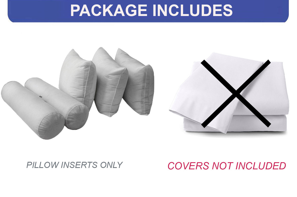 Prolinemax daybed insert set with two cylindrical bolsters and two square pillows, light-gray cushions on white base