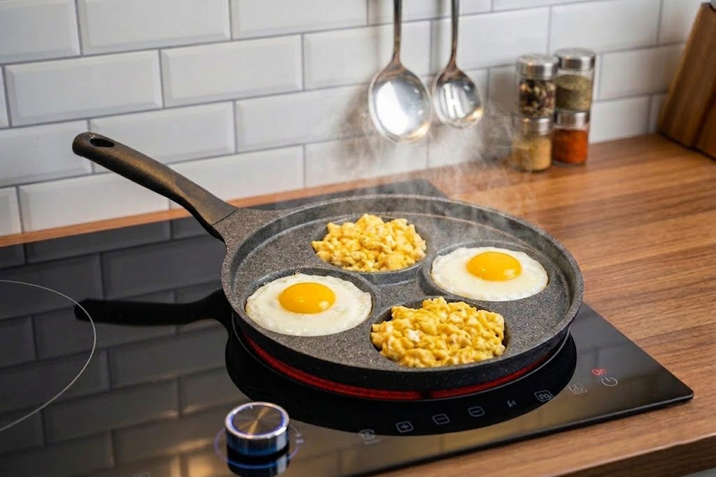 Banh Xeo Pan 4 Cup Nonstick Mini Pancake Pan, Vietnamese Banh Xeo Maker Skillet, Egg Pan for Crispy Crepes, Aebleskiver Style Snacks