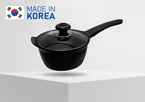 2 QT 7'' (18cm) Heavy Gauge Sauce Pan Pot Cookware Non-Stick 2 Tone 5 Layer Marble Coating