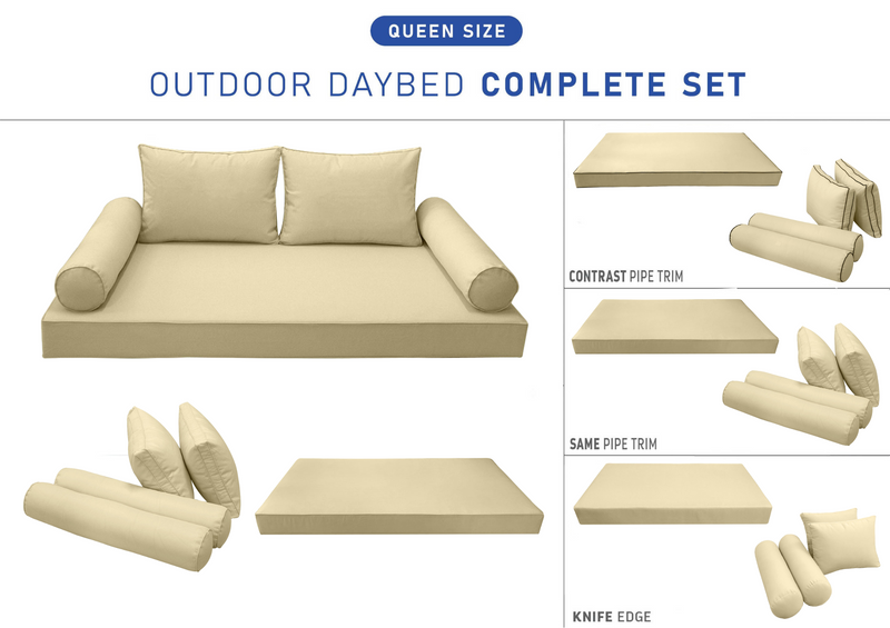STYLE 1 - QUEEN SIZE Daybed Mattress Cushion Pillow Covers Inserts COMPLETE SET