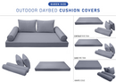STYLE 1 - Mattress & Pillow Bolster Cushion for Outdoor Indoor Daybed Porch Swing Bed Queen Size | COVERS ONLY |