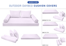 STYLE 1 - Mattress & Pillow Bolster Cushion for Outdoor Indoor Daybed Porch Swing Bed Queen Size | COVERS ONLY |