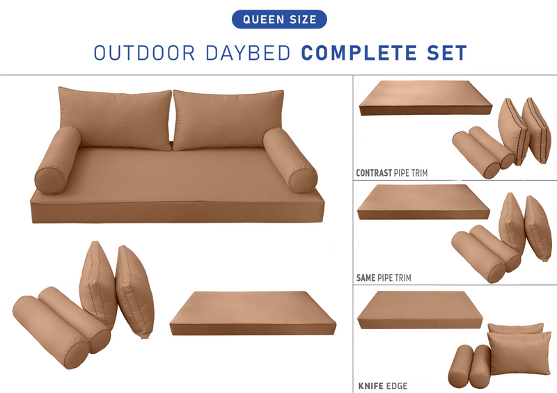 STYLE 2 - QUEEN SIZE Daybed Mattress Cushion Pillow Covers Inserts COMPLETE SET