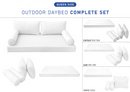 STYLE 2 - QUEEN SIZE Daybed Mattress Cushion Pillow Covers Inserts COMPLETE SET