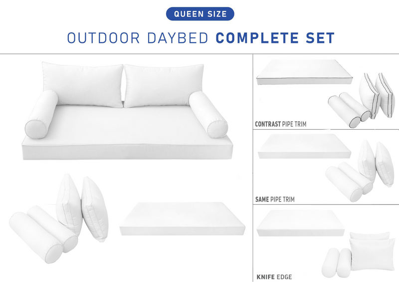 STYLE 2 - QUEEN SIZE Daybed Mattress Cushion Pillow Covers Inserts COMPLETE SET