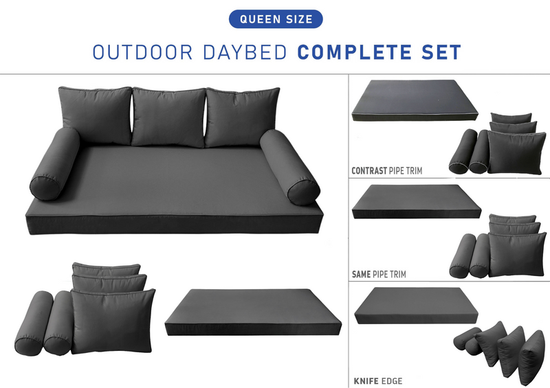 STYLE 3 - QUEEN SIZE Daybed Mattress Cushion Pillow Covers Inserts COMPLETE SET