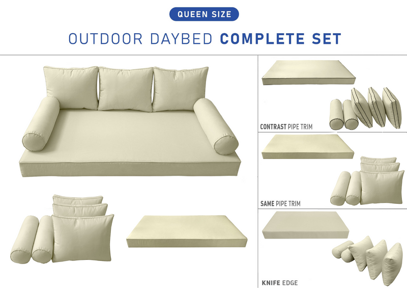 STYLE 3 - QUEEN SIZE Daybed Mattress Cushion Pillow Covers Inserts COMPLETE SET