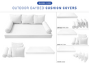 STYLE 3 - Mattress & Pillow Bolster Cushion for Outdoor Indoor Daybed Porch Swing Bed Queen Size | COVERS ONLY |