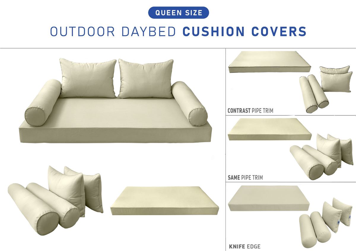 STYLE4 QUEEN SIZE Outdoor Daybed Mattress Bolster Backrest Cushion |COVERS ONLY|