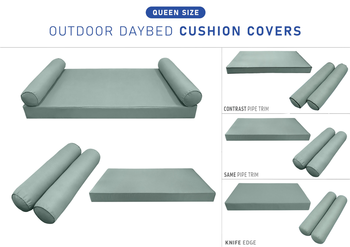 STYLE 5 - Mattress & Bolster Pillow for Outdoor Indoor Daybed Porch Swing Bed Queen Size | COVERS ONLY |