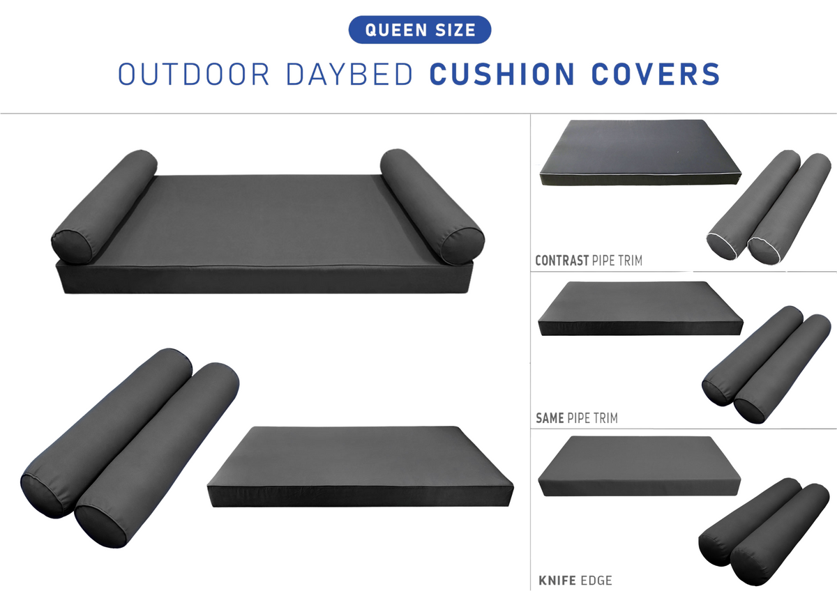 STYLE 5 - Mattress & Bolster Pillow for Outdoor Indoor Daybed Porch Swing Bed Queen Size | COVERS ONLY |