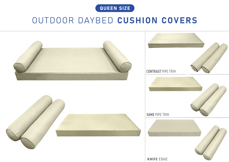 STYLE 5 - Mattress & Bolster Pillow for Outdoor Indoor Daybed Porch Swing Bed Queen Size | COVERS ONLY |
