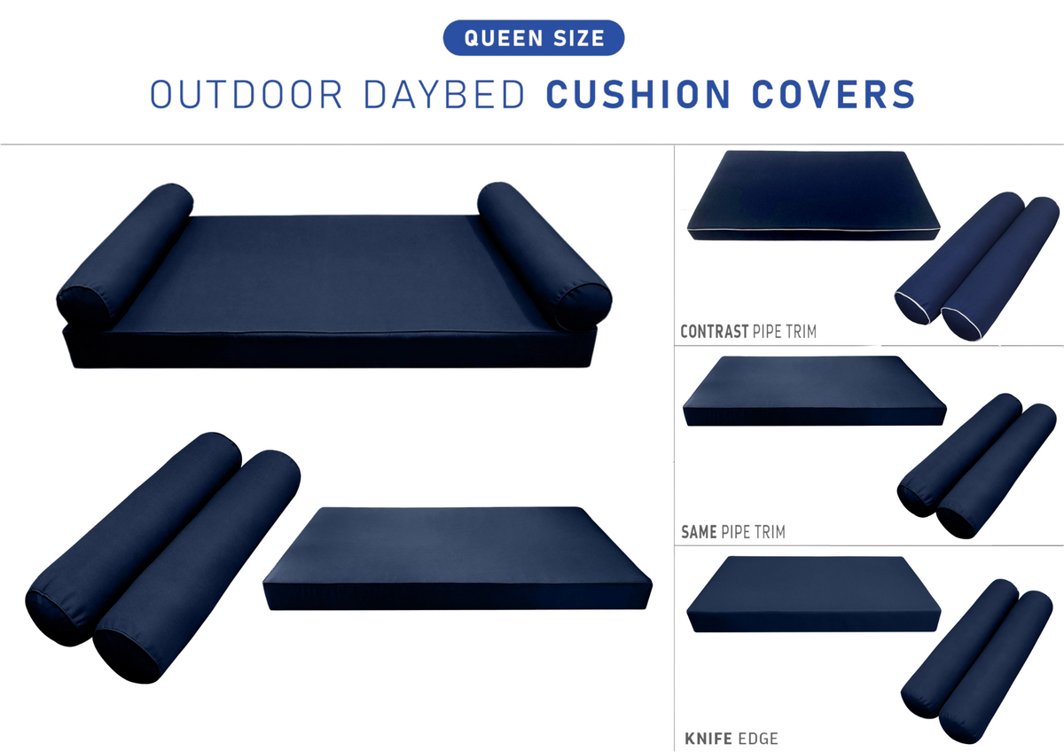 STYLE 5 - Mattress & Bolster Pillow for Outdoor Indoor Daybed Porch Swing Bed Queen Size | COVERS ONLY |