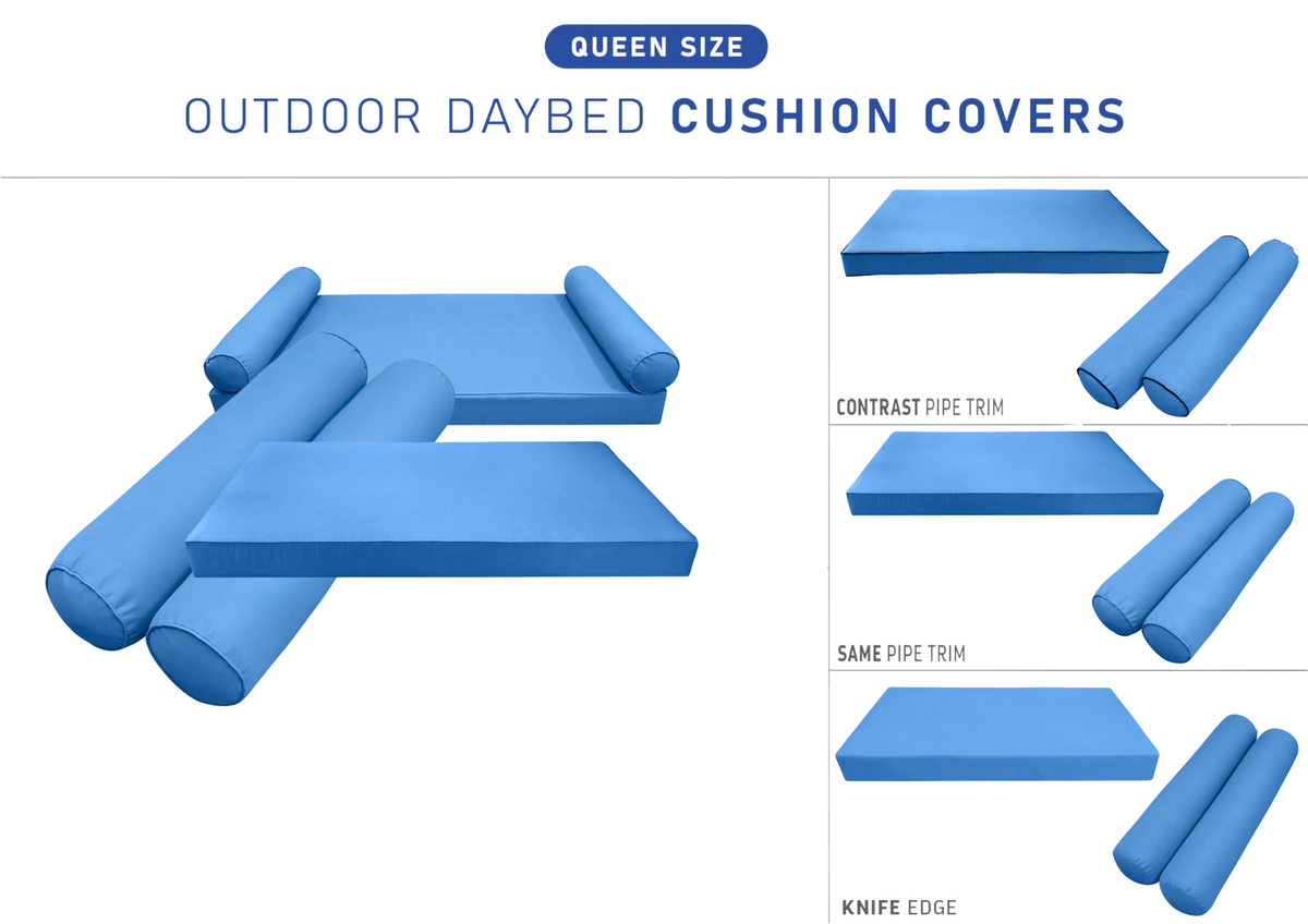STYLE 5 - Mattress & Bolster Pillow for Outdoor Indoor Daybed Porch Swing Bed Queen Size | COVERS ONLY |