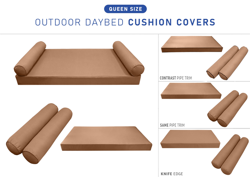 STYLE 5 - Mattress & Bolster Pillow for Outdoor Indoor Daybed Porch Swing Bed Queen Size | COVERS ONLY |