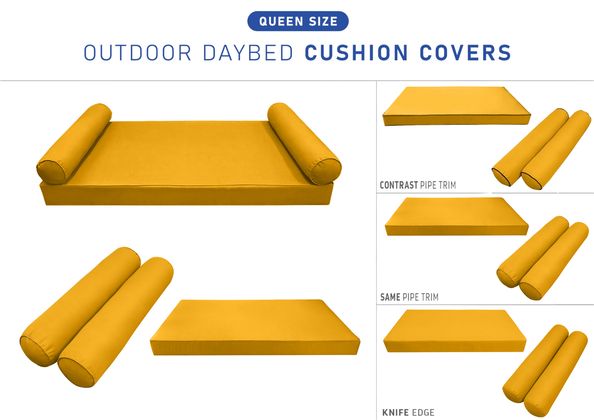 STYLE 5 - Mattress & Bolster Pillow for Outdoor Indoor Daybed Porch Swing Bed Queen Size | COVERS ONLY |