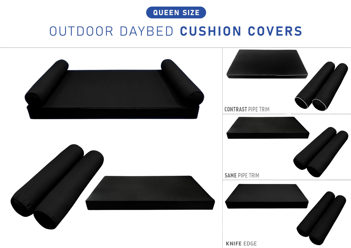 STYLE 5 - Mattress & Bolster Pillow for Outdoor Indoor Daybed Porch Swing Bed Queen Size | COVERS ONLY |