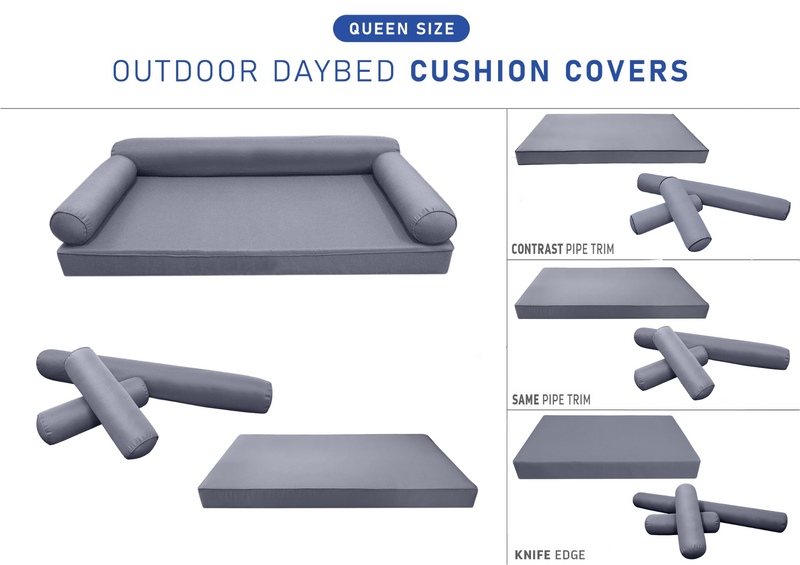 STYLE 6 - Mattress & Bolster Pillow for Outdoor Indoor Daybed Porch Swing Bed Queen Size | COVERS ONLY |