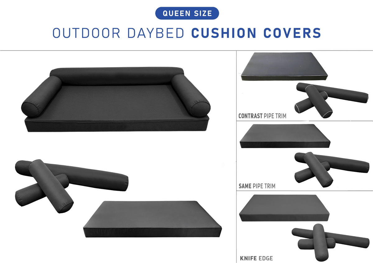 STYLE 6 - Mattress & Bolster Pillow for Outdoor Indoor Daybed Porch Swing Bed Queen Size | COVERS ONLY |