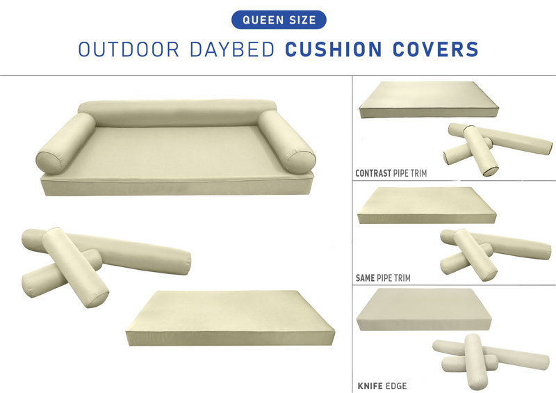 STYLE 6 - Mattress & Bolster Pillow for Outdoor Indoor Daybed Porch Swing Bed Queen Size | COVERS ONLY |