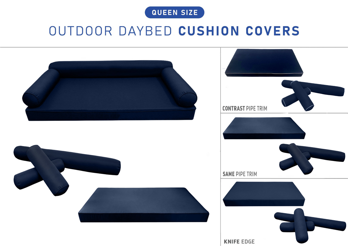 STYLE 6 - Mattress & Bolster Pillow for Outdoor Indoor Daybed Porch Swing Bed Queen Size | COVERS ONLY |