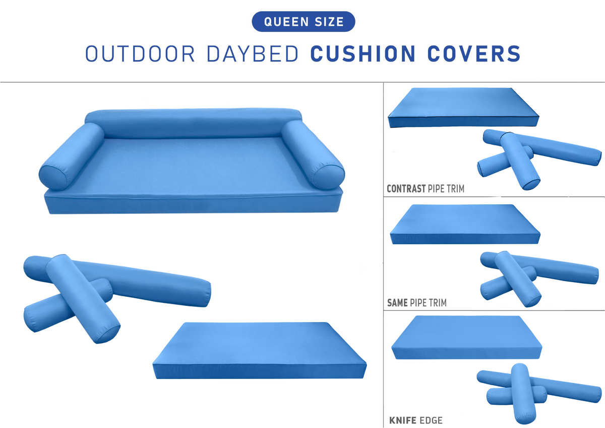 STYLE 6 - Mattress & Bolster Pillow for Outdoor Indoor Daybed Porch Swing Bed Queen Size | COVERS ONLY |