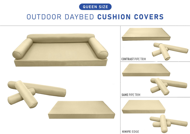 STYLE 6 - Mattress & Bolster Pillow for Outdoor Indoor Daybed Porch Swing Bed Queen Size | COVERS ONLY |