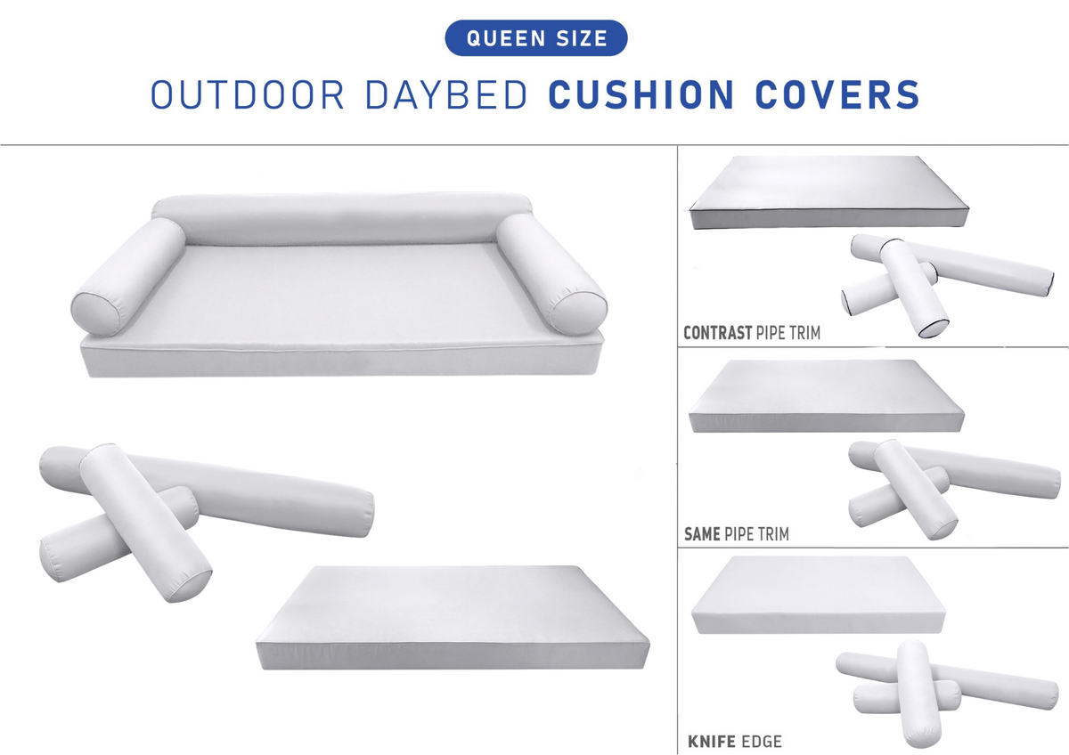 STYLE 6 - Mattress & Bolster Pillow for Outdoor Indoor Daybed Porch Swing Bed Queen Size | COVERS ONLY |
