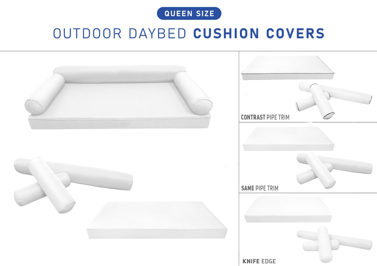 STYLE 6 - Mattress & Bolster Pillow for Outdoor Indoor Daybed Porch Swing Bed Queen Size | COVERS ONLY |