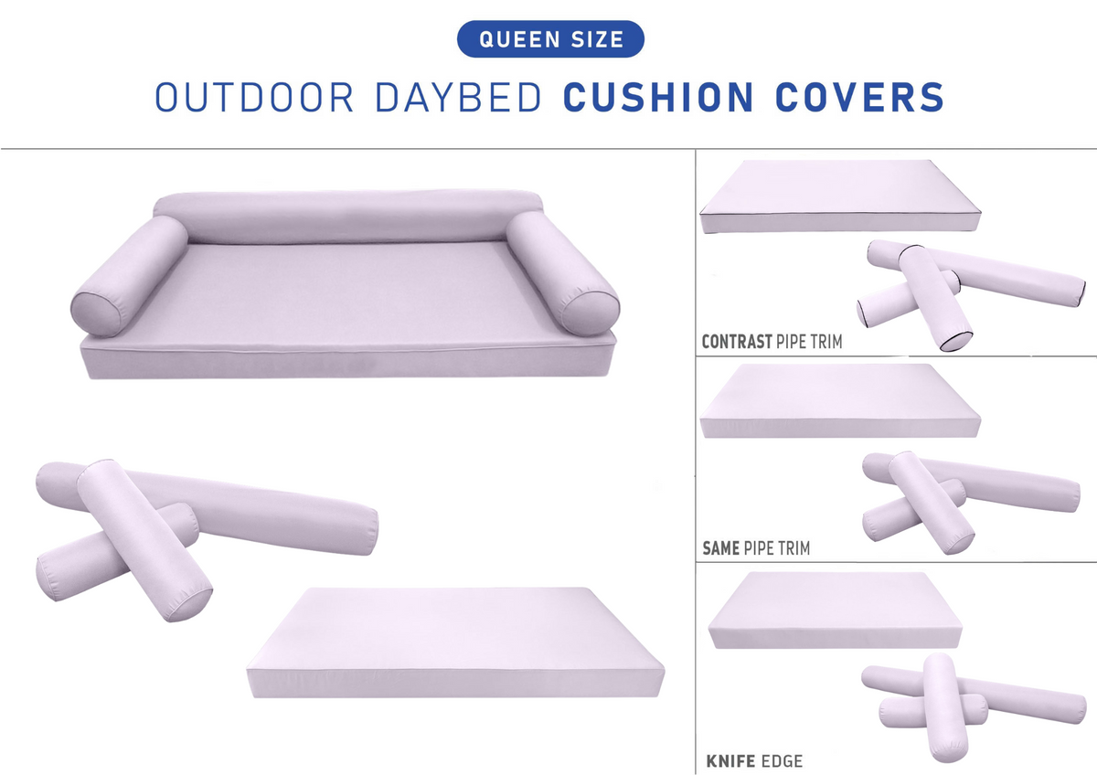 STYLE 6 - Mattress & Bolster Pillow for Outdoor Indoor Daybed Porch Swing Bed Queen Size | COVERS ONLY |