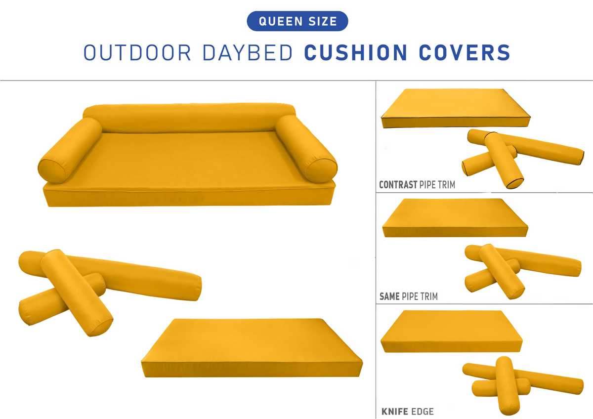 STYLE 6 - Mattress & Bolster Pillow for Outdoor Indoor Daybed Porch Swing Bed Queen Size | COVERS ONLY |
