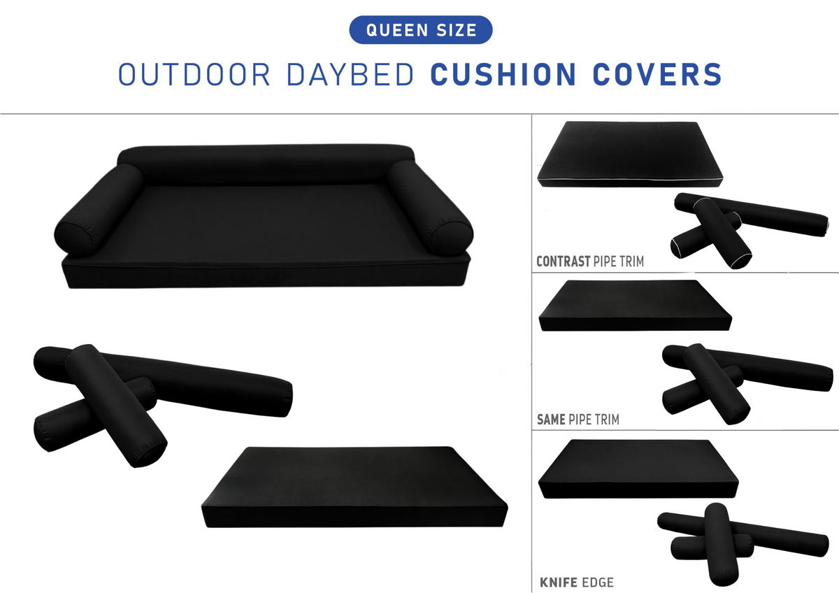 STYLE 6 - Mattress & Bolster Pillow for Outdoor Indoor Daybed Porch Swing Bed Queen Size | COVERS ONLY |