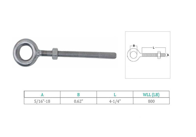 Marine Stainless Steel T316 Drop Forged Plain Eye Bolt