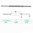 Stainless Steel 1/4" Thread Rod HAND SWAGE Stud Turnbuckle for 1/8", 3/16" Cable